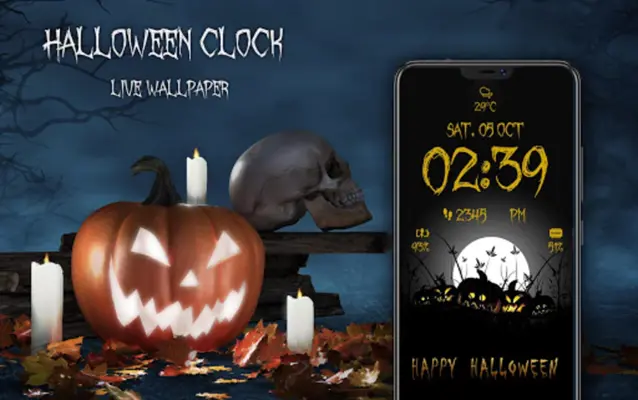 Halloween Spooky Digital Clock android App screenshot 1