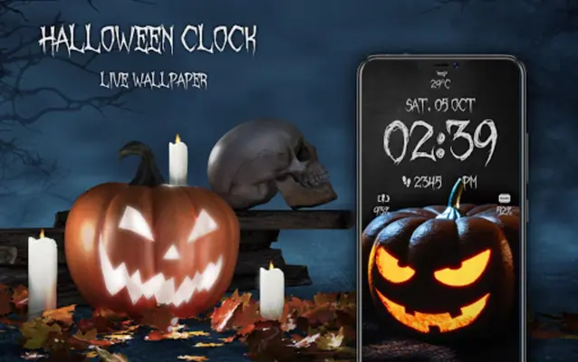 Halloween Spooky Digital Clock android App screenshot 2