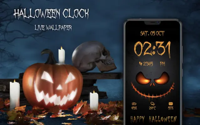 Halloween Spooky Digital Clock android App screenshot 4