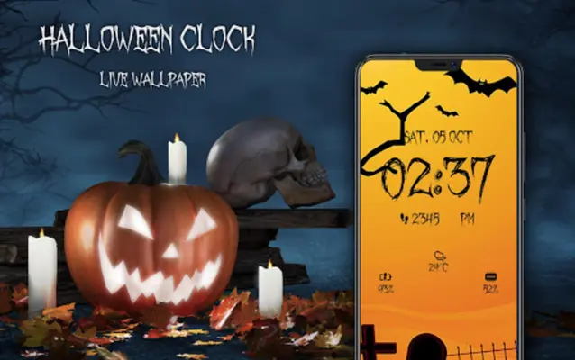 Halloween Spooky Digital Clock android App screenshot 7